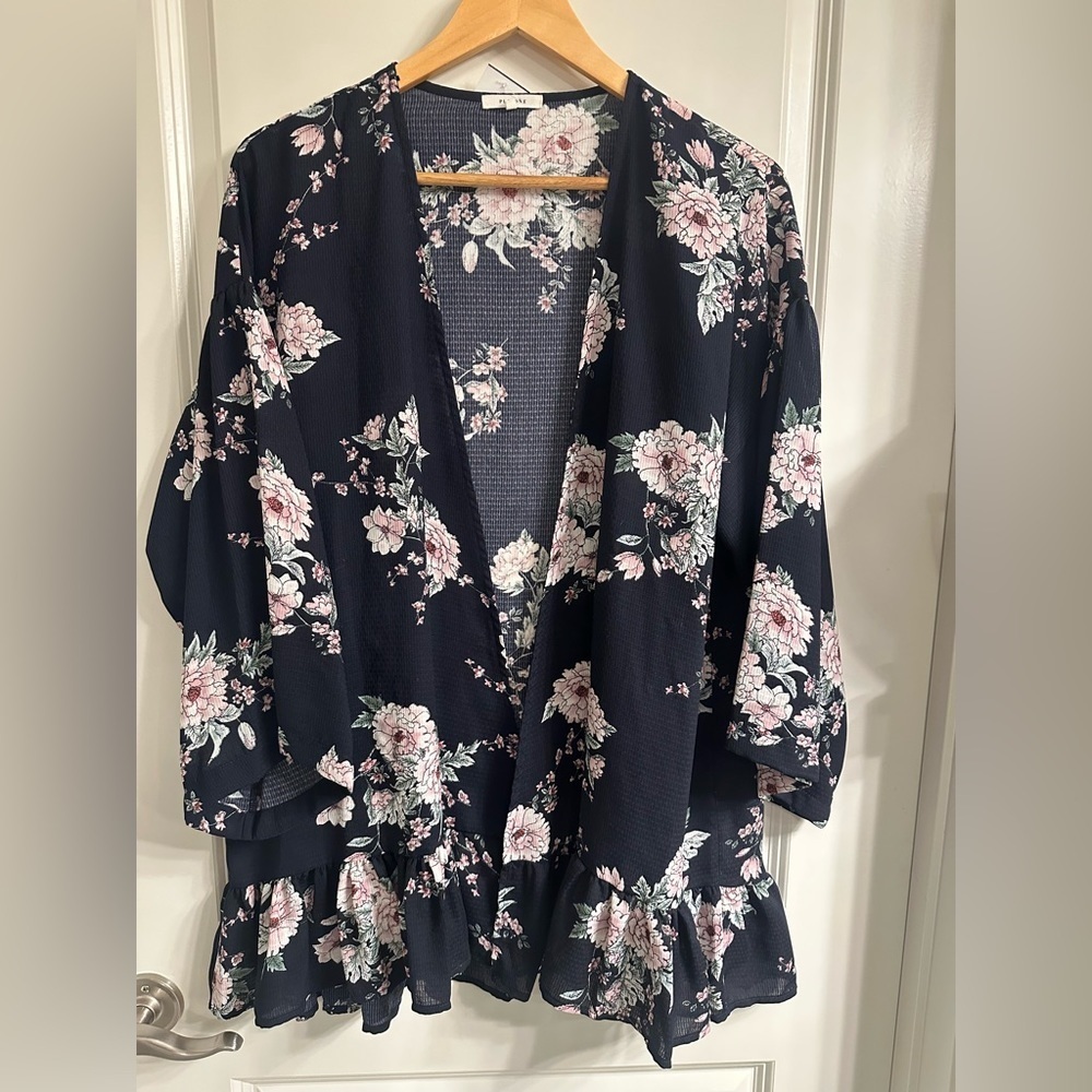 🔥 host pick!!!🔥 Pleione Anthroplogie M blue floral cardigan
